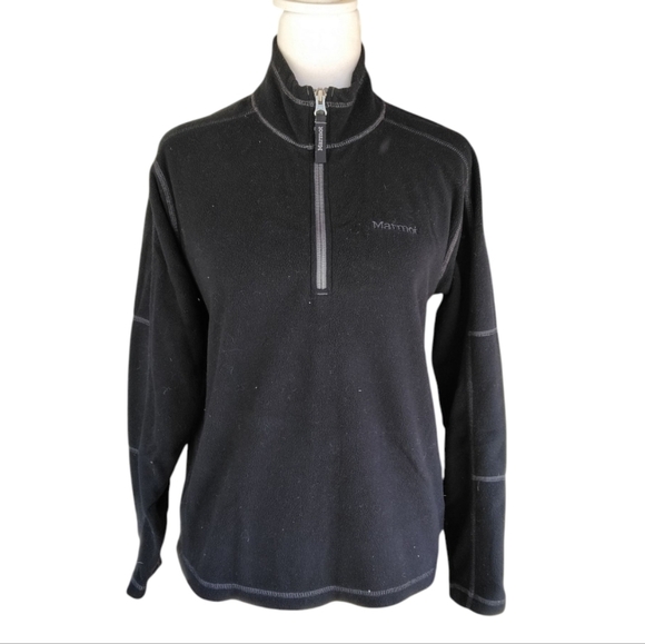 Marmot Black Gray Bridgeport Half Zip Fleece Jacket Size XL - Picture 1 of 7